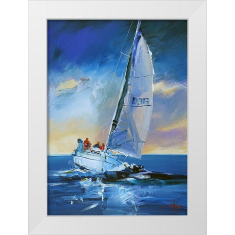 Night Sail White Modern Wood Framed Art Print by Penny, Craig Trewin