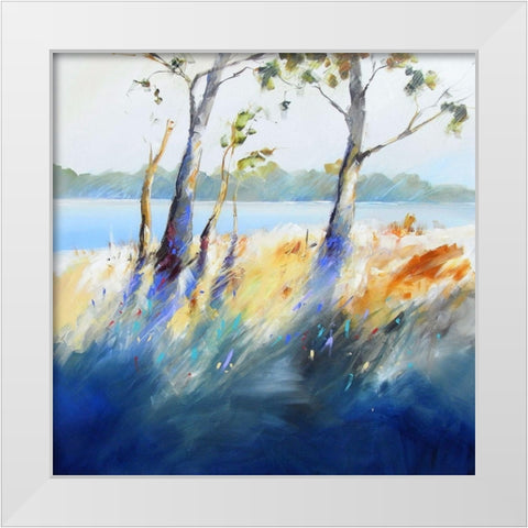 River Bank Shadows White Modern Wood Framed Art Print by Penny, Craig Trewin