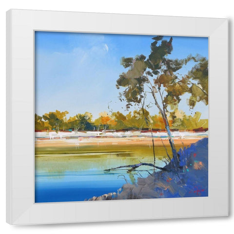 River Bank White Modern Wood Framed Art Print by Penny, Craig Trewin