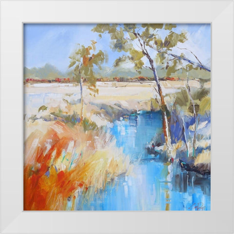 Summer Creek White Modern Wood Framed Art Print by Penny, Craig Trewin