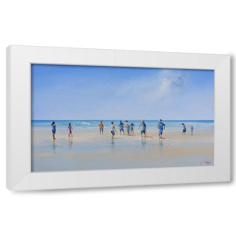 The Fielders White Modern Wood Framed Art Print by Penny, Craig Trewin