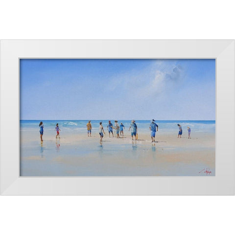 The Fielders White Modern Wood Framed Art Print by Penny, Craig Trewin