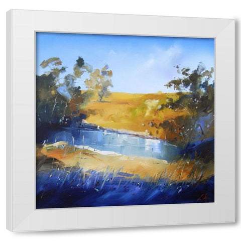 Winter Dam White Modern Wood Framed Art Print by Penny, Craig Trewin