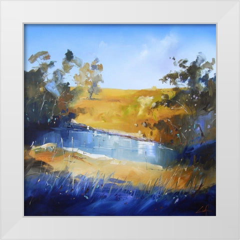 Winter Dam White Modern Wood Framed Art Print by Penny, Craig Trewin