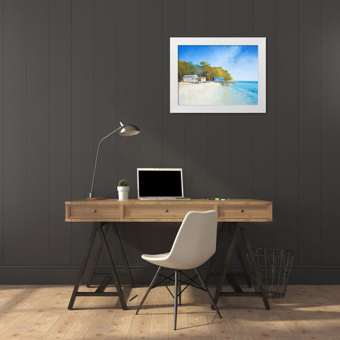 Walk on Shelly Beach White Modern Wood Framed Art Print by Penny, Craig Trewin