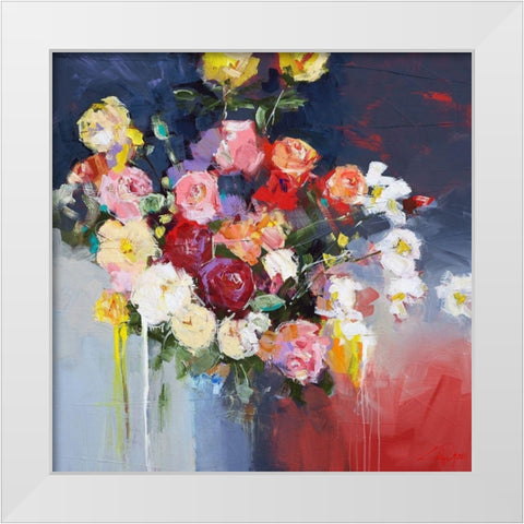 White Flowers White Modern Wood Framed Art Print by Penny, Craig Trewin