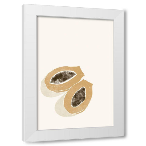Tropical Papaya White Modern Wood Framed Art Print by Pont, Yuyu