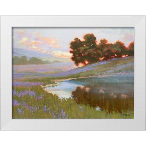Pastel Lupin White Modern Wood Framed Art Print by Penniman, Ed