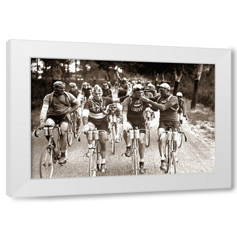 Smokers White Modern Wood Framed Art Print by E Sports Presse