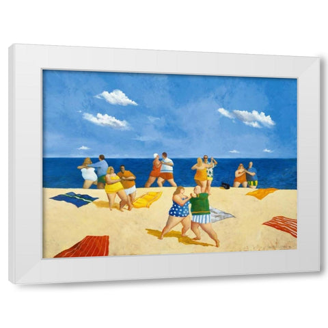 Tango Beach White Modern Wood Framed Art Print by Paraskevas, Michael