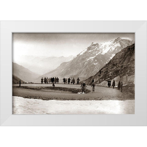 Snow on the Galibier, 1924 White Modern Wood Framed Art Print by E Sports Presse