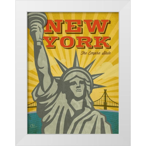 New York The Empire State White Modern Wood Framed Art Print by Pulve, Renee
