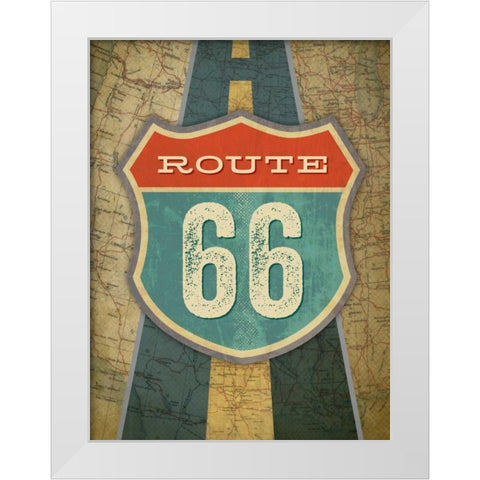 Route 66 White Modern Wood Framed Art Print by Pulve, Renee
