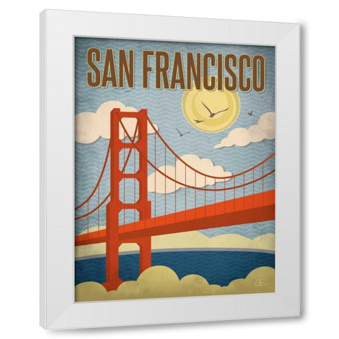 San Francisco Golden Gate Bridge White Modern Wood Framed Art Print by Pulve, Renee