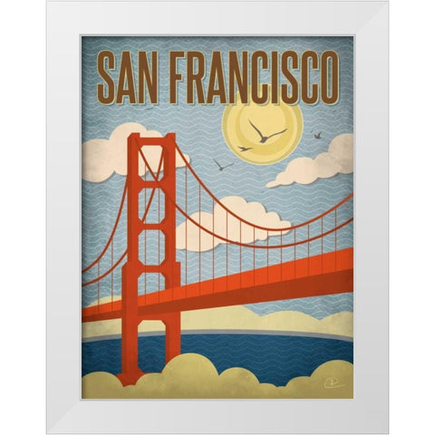 San Francisco Golden Gate Bridge White Modern Wood Framed Art Print by Pulve, Renee