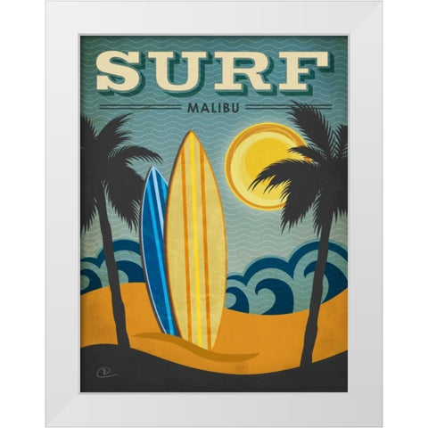 Surf Malibu White Modern Wood Framed Art Print by Pulve, Renee