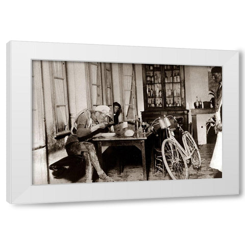 Lunch Time White Modern Wood Framed Art Print by E Sports Presse