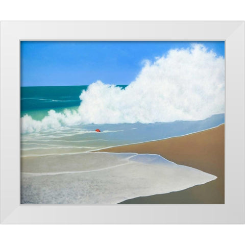 Red Pail in the Sand White Modern Wood Framed Art Print by Pettigrew, Martha