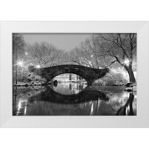 Bridge in Winter White Modern Wood Framed Art Print by PhotoINC Studio