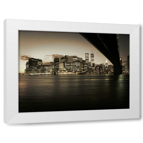 Brooklyn Bridge White Modern Wood Framed Art Print by PhotoINC Studio