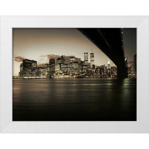 Brooklyn Bridge White Modern Wood Framed Art Print by PhotoINC Studio