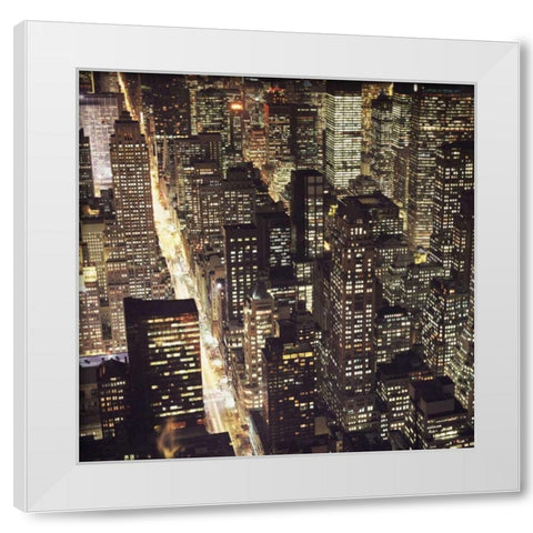 City Lights White Modern Wood Framed Art Print by PhotoINC Studio