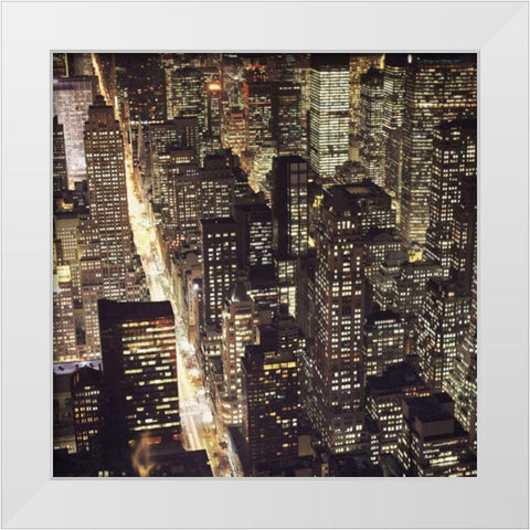 City Lights White Modern Wood Framed Art Print by PhotoINC Studio