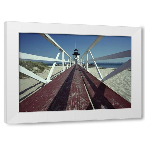 Light House White Modern Wood Framed Art Print by PhotoINC Studio