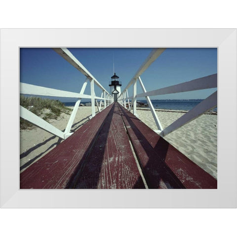 Light House White Modern Wood Framed Art Print by PhotoINC Studio