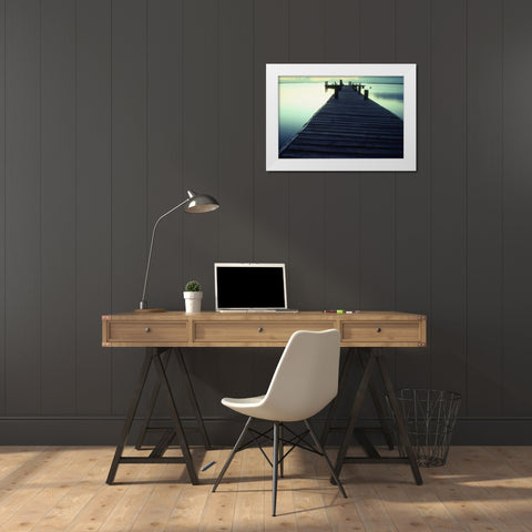 Pier 1 White Modern Wood Framed Art Print by PhotoINC Studio
