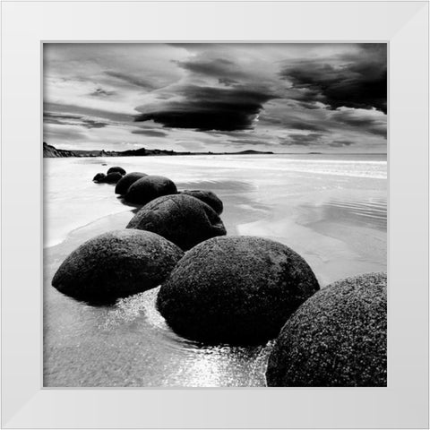 Rocks White Modern Wood Framed Art Print by PhotoINC Studio