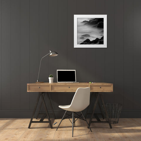 Rocks in Mist 2 White Modern Wood Framed Art Print by PhotoINC Studio