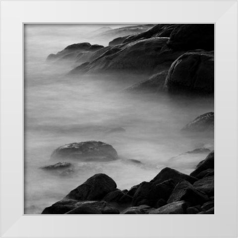 Rocks in Mist 2 White Modern Wood Framed Art Print by PhotoINC Studio