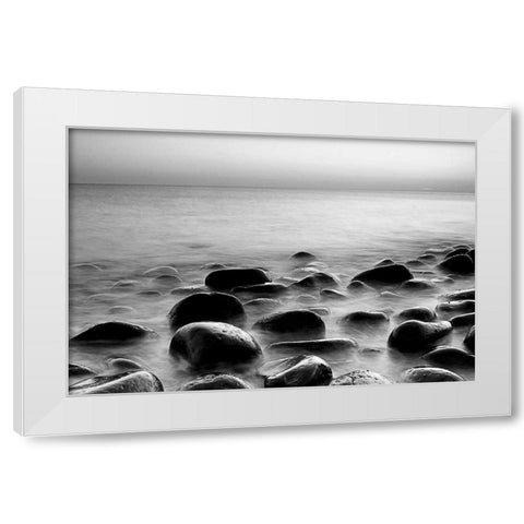 Rocks in Mist 3 White Modern Wood Framed Art Print by PhotoINC Studio
