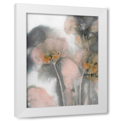 Poppy Salmon Grey White Modern Wood Framed Art Print by Folcarelli, Pernille