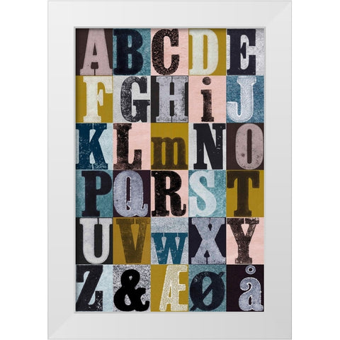 Alphabet Color White Modern Wood Framed Art Print by Folcarelli, Pernille