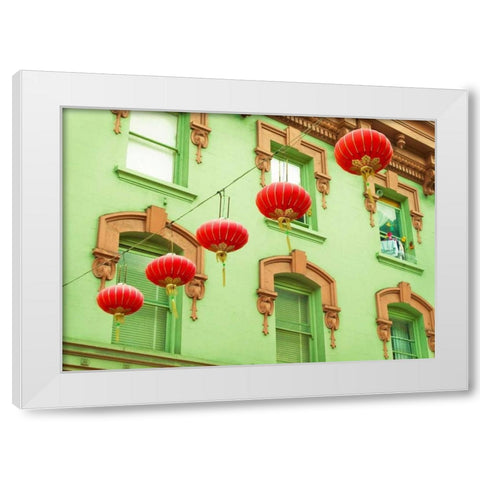 Lanterns In The Wind White Modern Wood Framed Art Print by Quintero, Sonja
