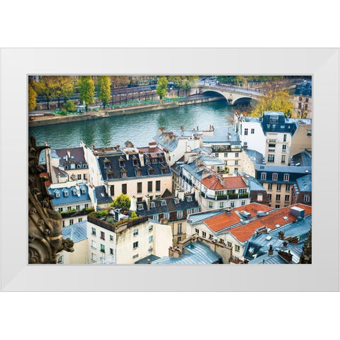 Paris Rooftops White Modern Wood Framed Art Print by Quintero, Sonja