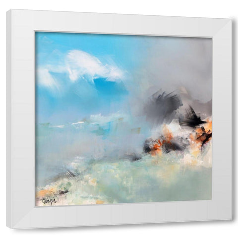 Living Blue White Modern Wood Framed Art Print by Quinzin, Marianne