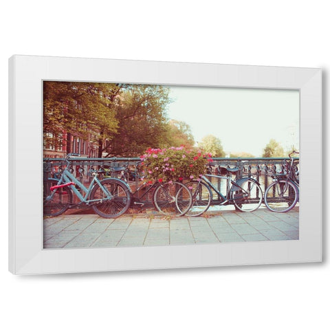 Amsterdam Bikes No. 1 White Modern Wood Framed Art Print by Quintero, Sonja