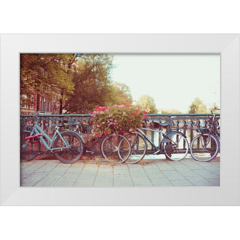 Amsterdam Bikes No. 1 White Modern Wood Framed Art Print by Quintero, Sonja