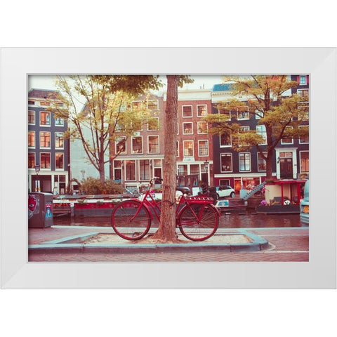 Amsterdam Bikes No. 2 White Modern Wood Framed Art Print by Quintero, Sonja