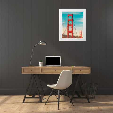 Golden Gate in The Morning White Modern Wood Framed Art Print by Quintero, Sonja