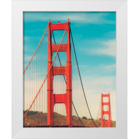 Golden Gate in The Morning White Modern Wood Framed Art Print by Quintero, Sonja