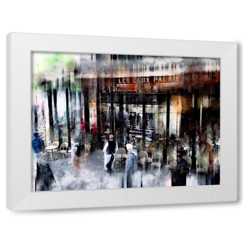 Busy Sidewalk White Modern Wood Framed Art Print by Rivera, John