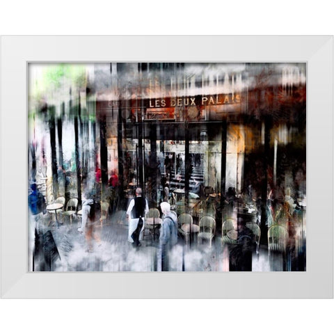 Busy Sidewalk White Modern Wood Framed Art Print by Rivera, John