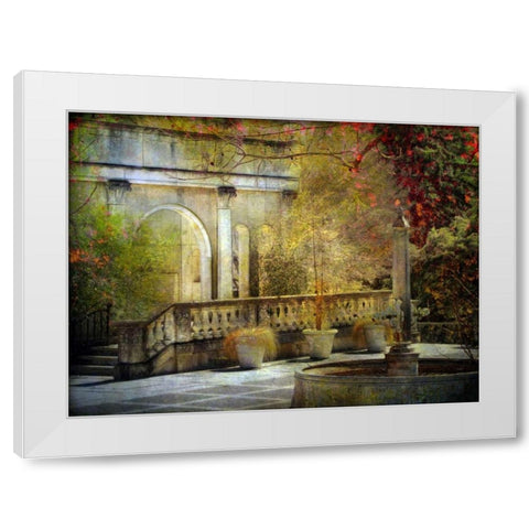 Courtyard White Modern Wood Framed Art Print by Rivera, John