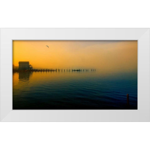 Morning Comes on The Bay White Modern Wood Framed Art Print by Rivera, John