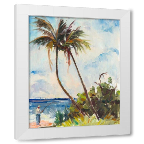 Fishing under Palms White Modern Wood Framed Art Print by Rodgers, Richard A.