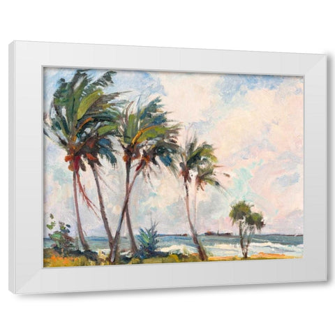 Six Palms White Modern Wood Framed Art Print by Rodgers, Richard A.